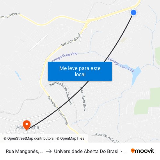 Rua Manganês, 151-203 to Universidade Aberta Do Brasil - Polo Apucarana map