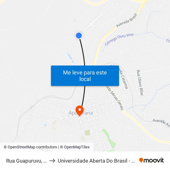 Rua Guapuruvu, 340-478 to Universidade Aberta Do Brasil - Polo Apucarana map