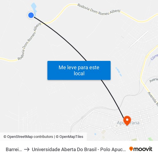 Barreiro to Universidade Aberta Do Brasil - Polo Apucarana map