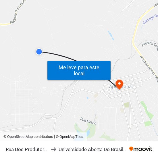 Rua Dos Produtores, 376-632 to Universidade Aberta Do Brasil - Polo Apucarana map