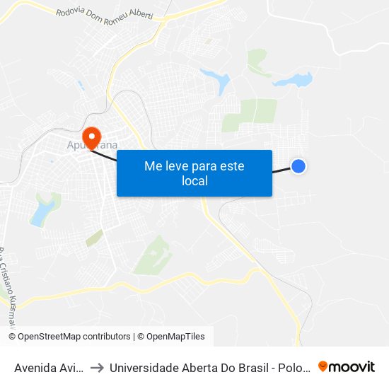 Avenida Aviacao to Universidade Aberta Do Brasil - Polo Apucarana map