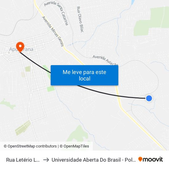 Rua Letério Livoti, 2 to Universidade Aberta Do Brasil - Polo Apucarana map