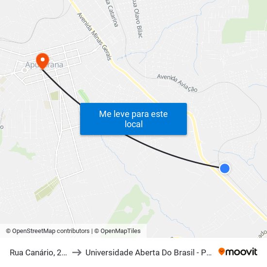 Rua Canário, 256-428 to Universidade Aberta Do Brasil - Polo Apucarana map