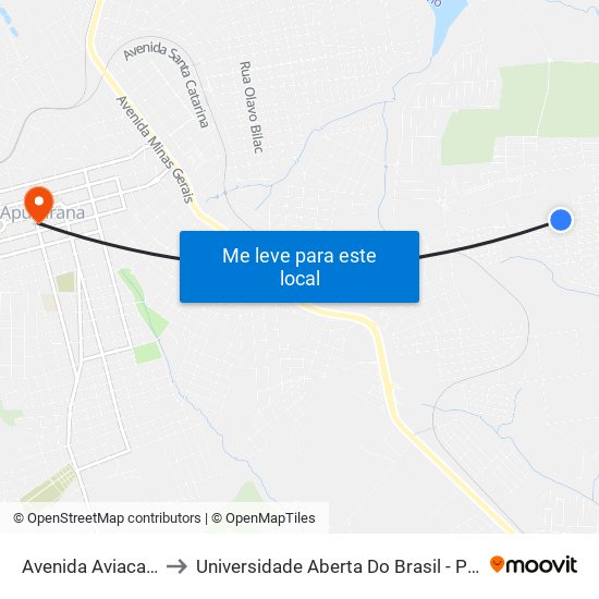 Avenida Aviacao, 2780 to Universidade Aberta Do Brasil - Polo Apucarana map