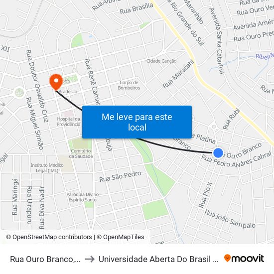Rua Ouro Branco, 974-1022 to Universidade Aberta Do Brasil - Polo Apucarana map