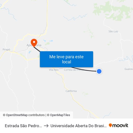 Estrada São Pedro Da Traquara to Universidade Aberta Do Brasil - Polo Apucarana map