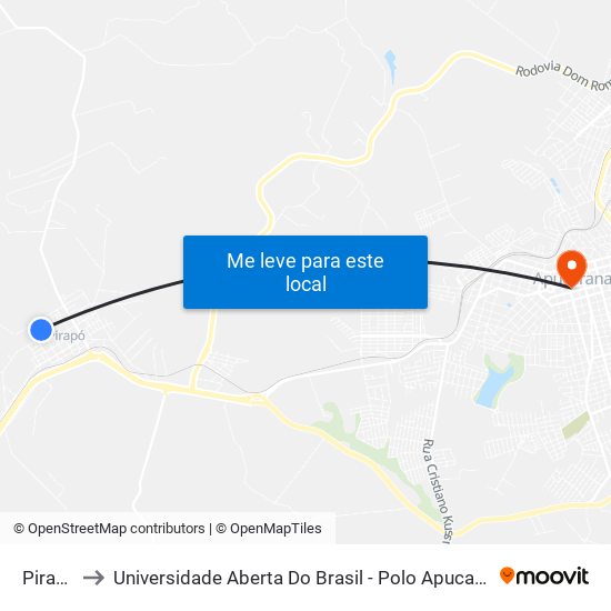 Pirapo to Universidade Aberta Do Brasil - Polo Apucarana map