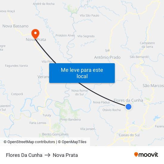 Flores Da Cunha to Nova Prata map