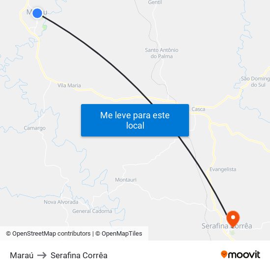 Maraú to Serafina Corrêa map