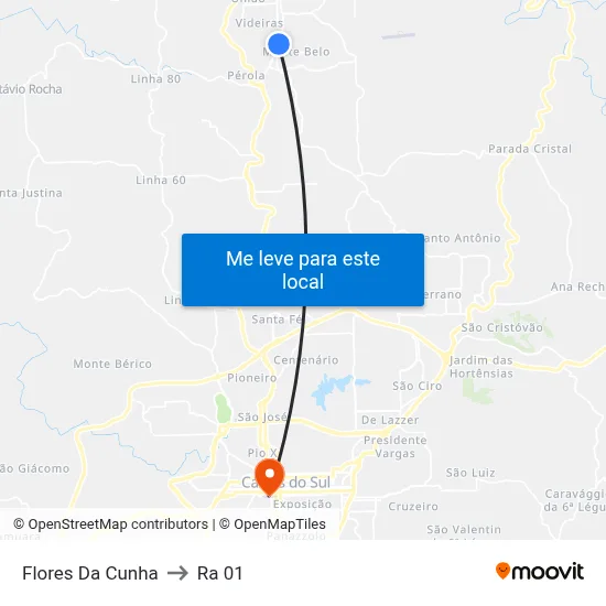 Flores Da Cunha to Ra 01 map
