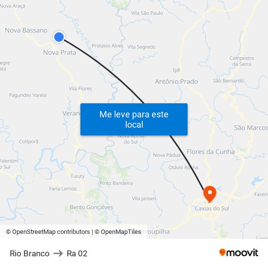 Rio Branco to Ra 02 map