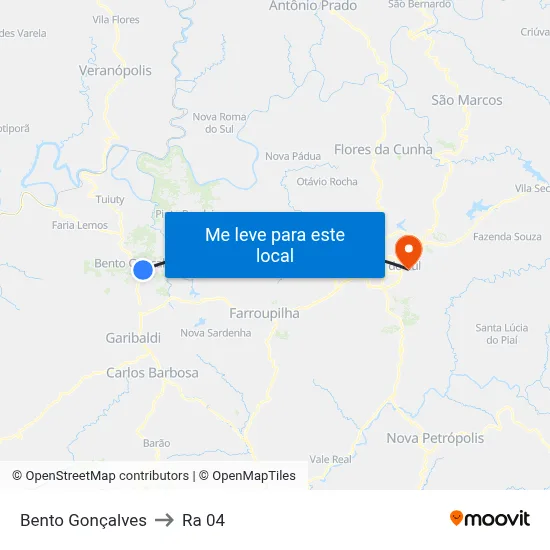 Bento Gonçalves to Ra 04 map