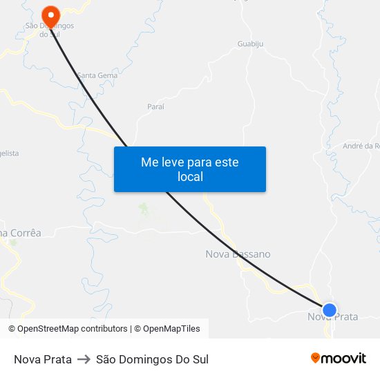 Nova Prata to São Domingos Do Sul map