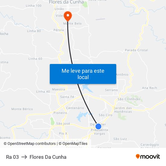 Ra 03 to Flores Da Cunha map