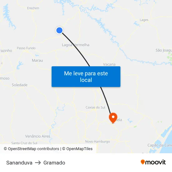 Sananduva to Gramado map