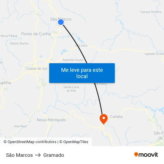 São Marcos to Gramado map
