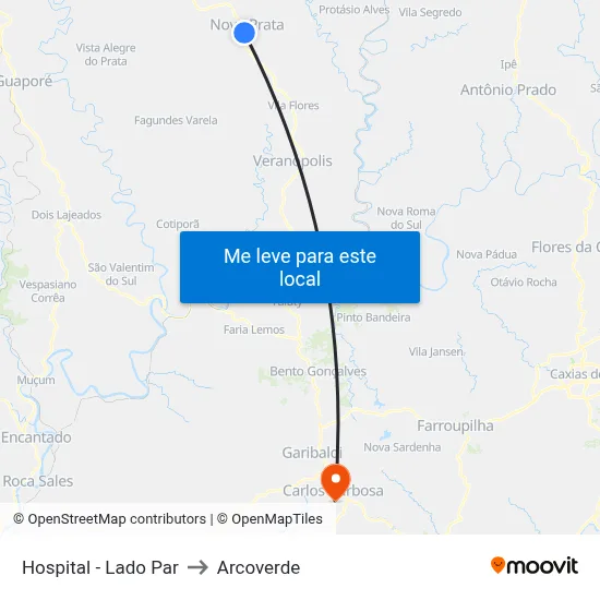 Hospital - Lado Par to Arcoverde map