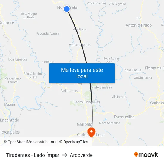 Tiradentes - Lado Ímpar to Arcoverde map