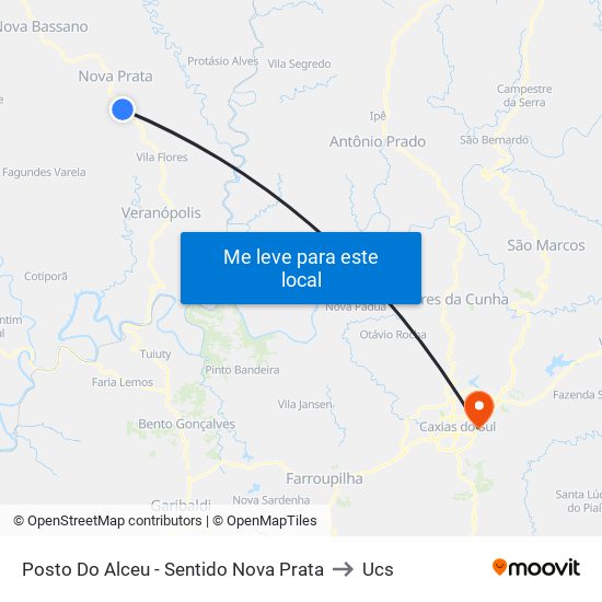 Posto Do Alceu - Sentido Nova Prata to Ucs map