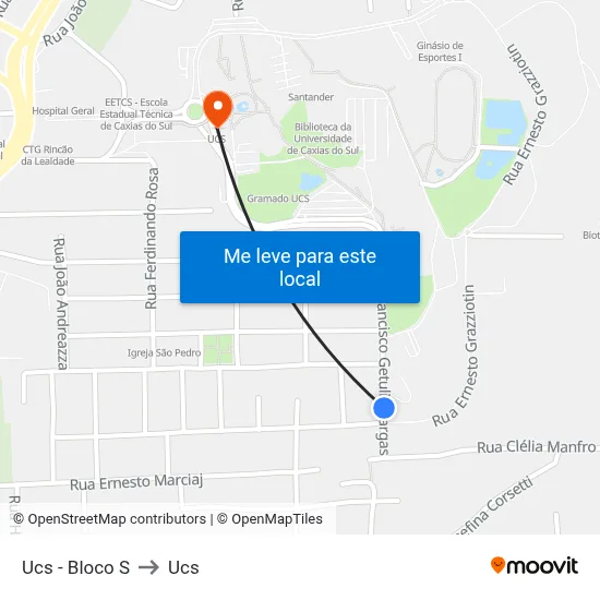Ucs - Bloco S to Ucs map