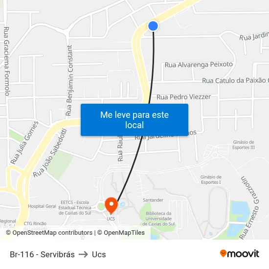 Br-116 - Servibrás to Ucs map