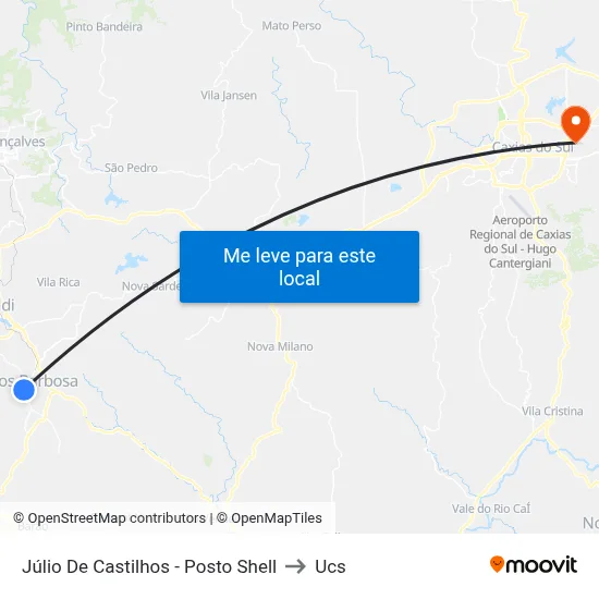 Júlio De Castilhos - Posto Shell to Ucs map