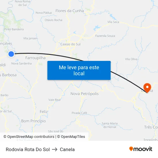 Rodovia Rota Do Sol to Canela map