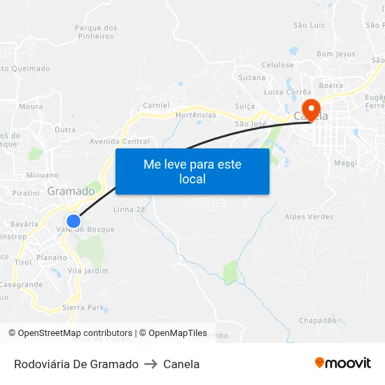 Rodoviária De Gramado to Canela map