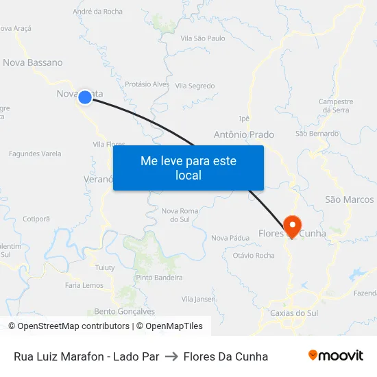 Rua Luiz Marafon - Lado Par to Flores Da Cunha map
