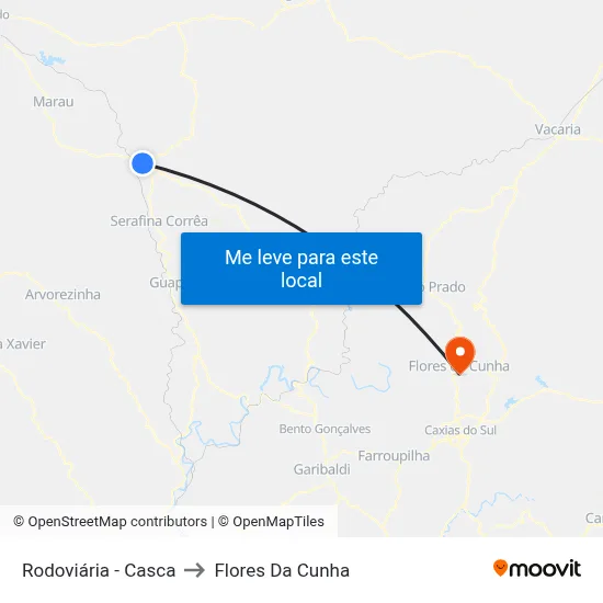 Rodoviária - Casca to Flores Da Cunha map