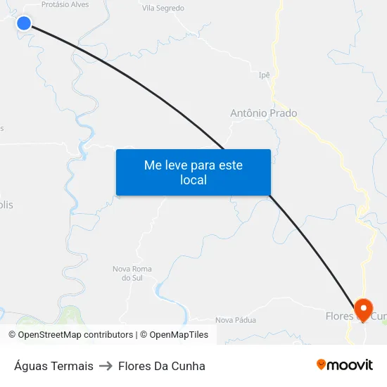 Águas Termais to Flores Da Cunha map