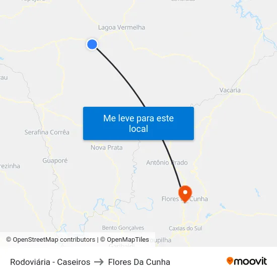 Rodoviária - Caseiros to Flores Da Cunha map