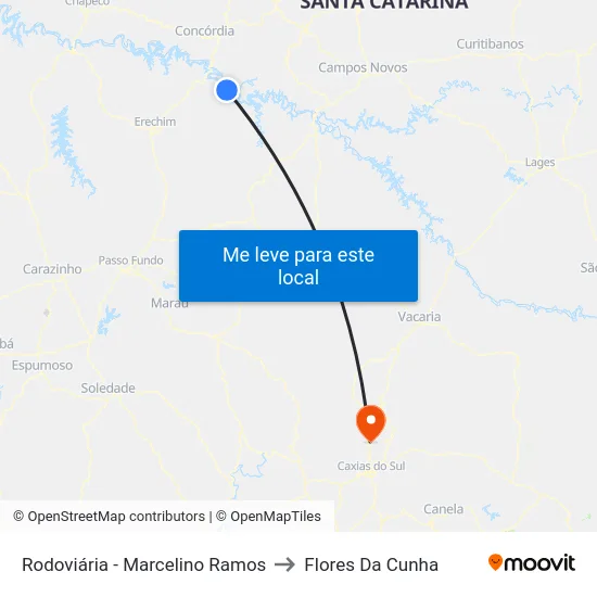 Rodoviária - Marcelino Ramos to Flores Da Cunha map