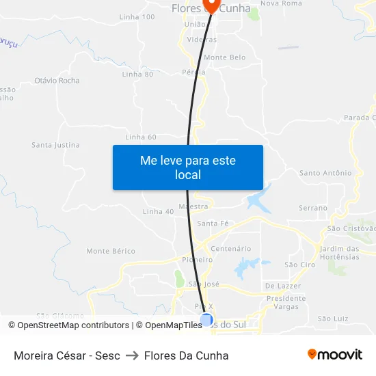 Moreira César - Sesc to Flores Da Cunha map