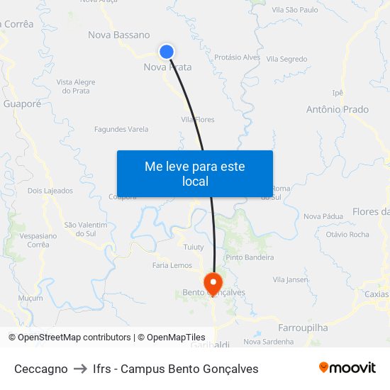 Ceccagno to Ifrs - Campus Bento Gonçalves map