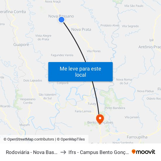 Rodoviária - Nova Bassano to Ifrs - Campus Bento Gonçalves map