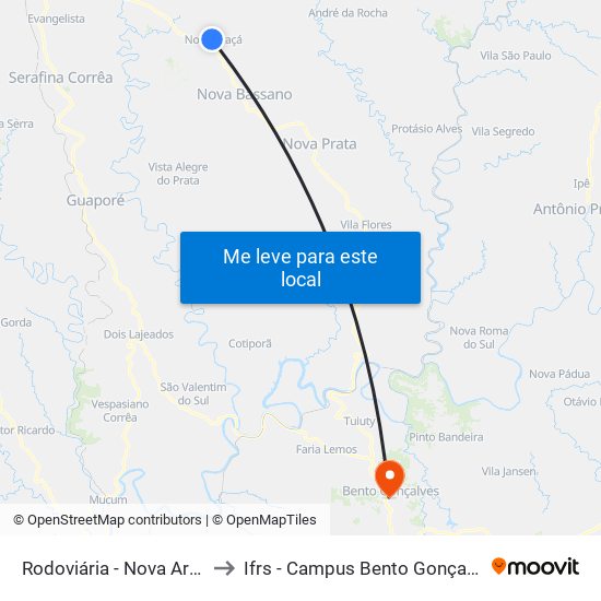 Rodoviária - Nova Araçá to Ifrs - Campus Bento Gonçalves map