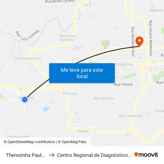 Therezinha Pauletti Sanvitto - Carrefour to Centro Regional de Diagnóstico Vero Dellaudo - Unidade Hospital Saude map