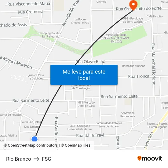 Rio Branco to FSG map