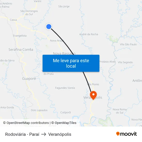 Rodoviária - Paraí to Veranópolis map