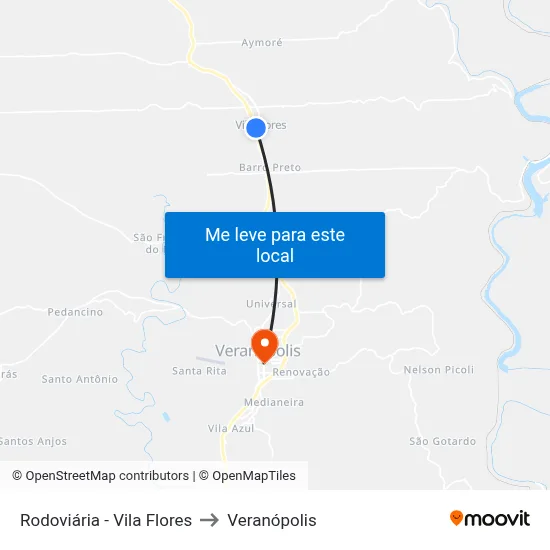 Rodoviária - Vila Flores to Veranópolis map