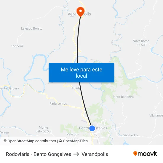 Rodoviária - Bento Gonçalves to Veranópolis map