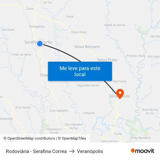 Rodoviária - Serafina Correa to Veranópolis map