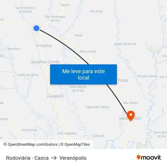 Rodoviária - Casca to Veranópolis map