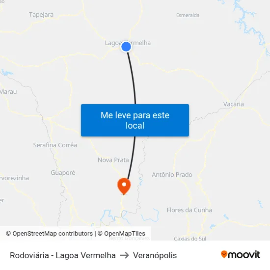 Rodoviária - Lagoa Vermelha to Veranópolis map