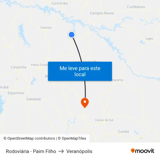 Rodoviária - Paim Filho to Veranópolis map