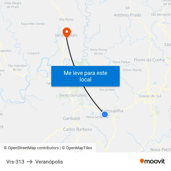 Vrs-313 to Veranópolis map
