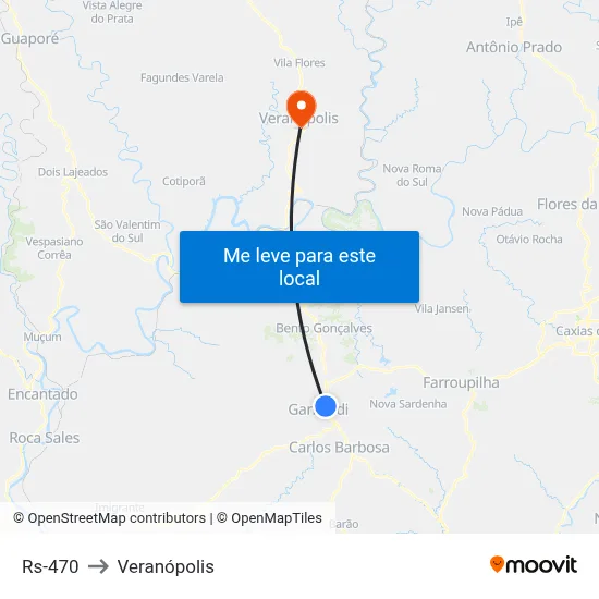Rs-470 to Veranópolis map