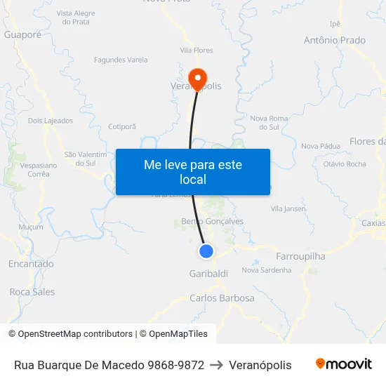 Rua Buarque De Macedo 9868-9872 to Veranópolis map