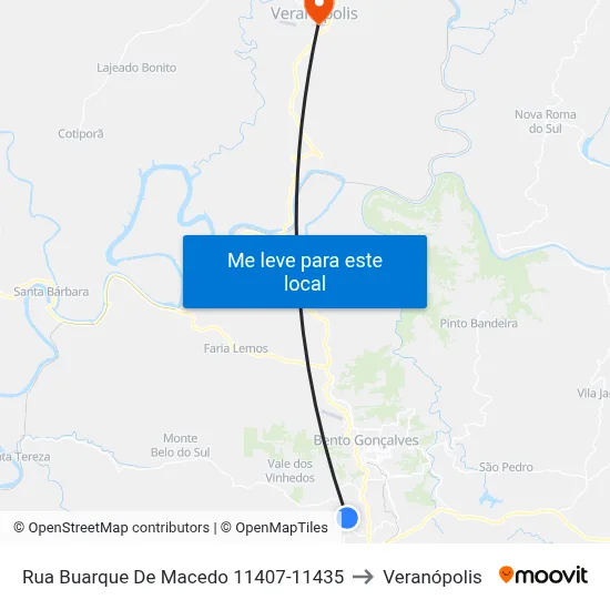 Rua Buarque De Macedo 11407-11435 to Veranópolis map